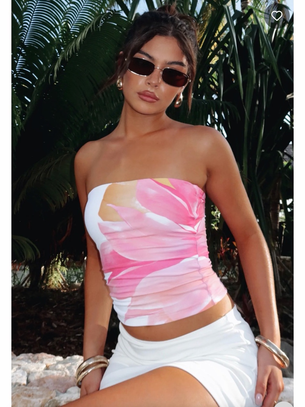 White fox floral tube top